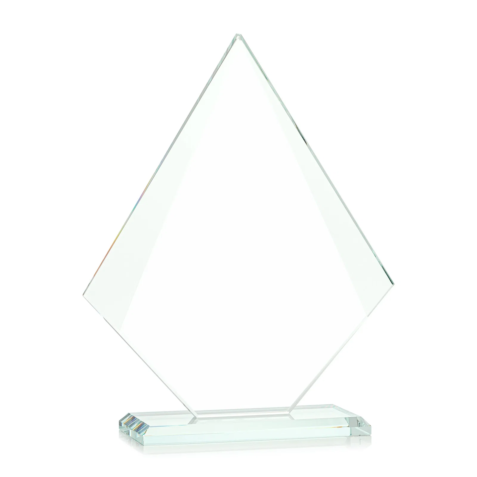Personalized Jade Glass Diamond Award With Eight Distinct Colored Bases, with your logo for employee recognition