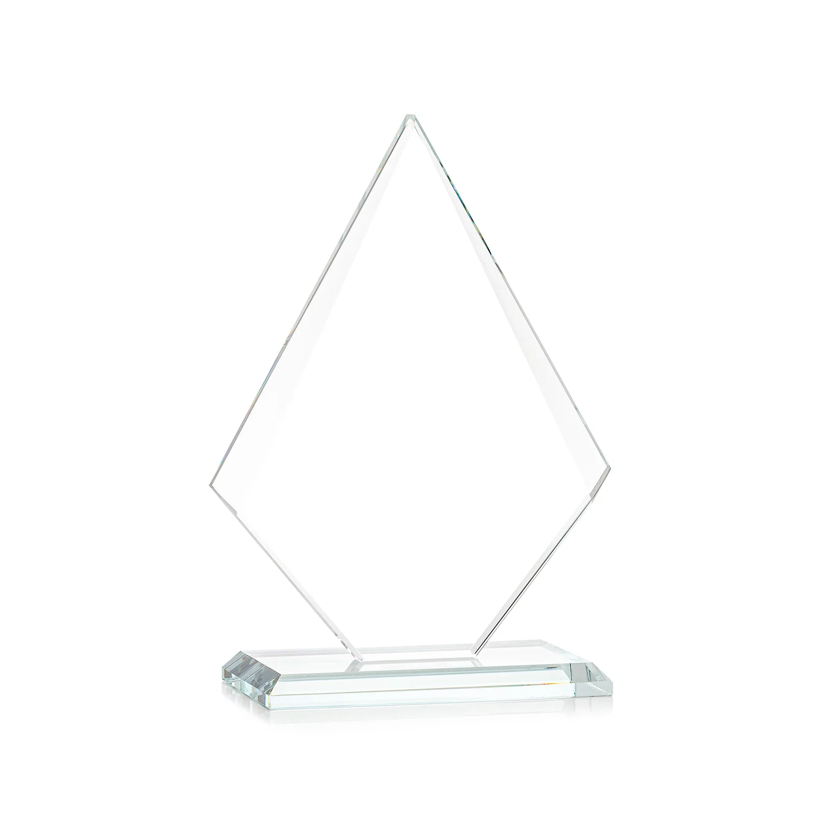 Personalized Jade Glass Diamond Award With Eight Distinct Colored Bases, with your logo for service anniversary gifts