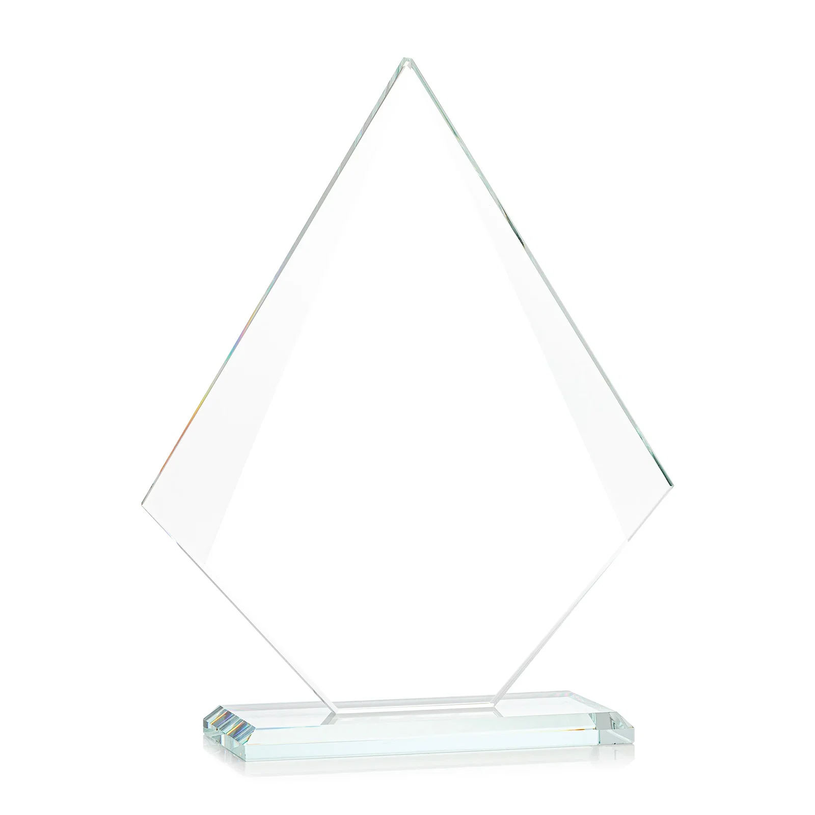 Personalized Jade Glass Diamond Award With Eight Distinct Colored Bases, with your logo for sales achievement awards