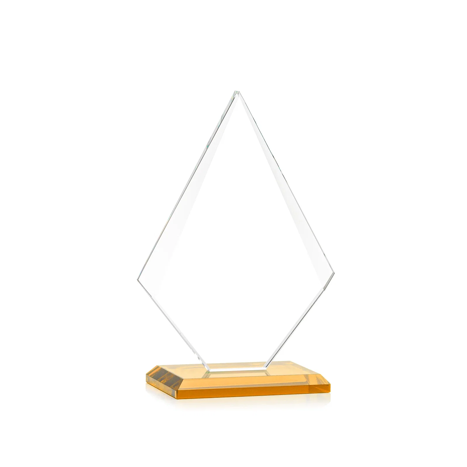 Personalized Jade Glass Diamond Award With Eight Distinct Colored Bases, with your logo for retirement presentations
