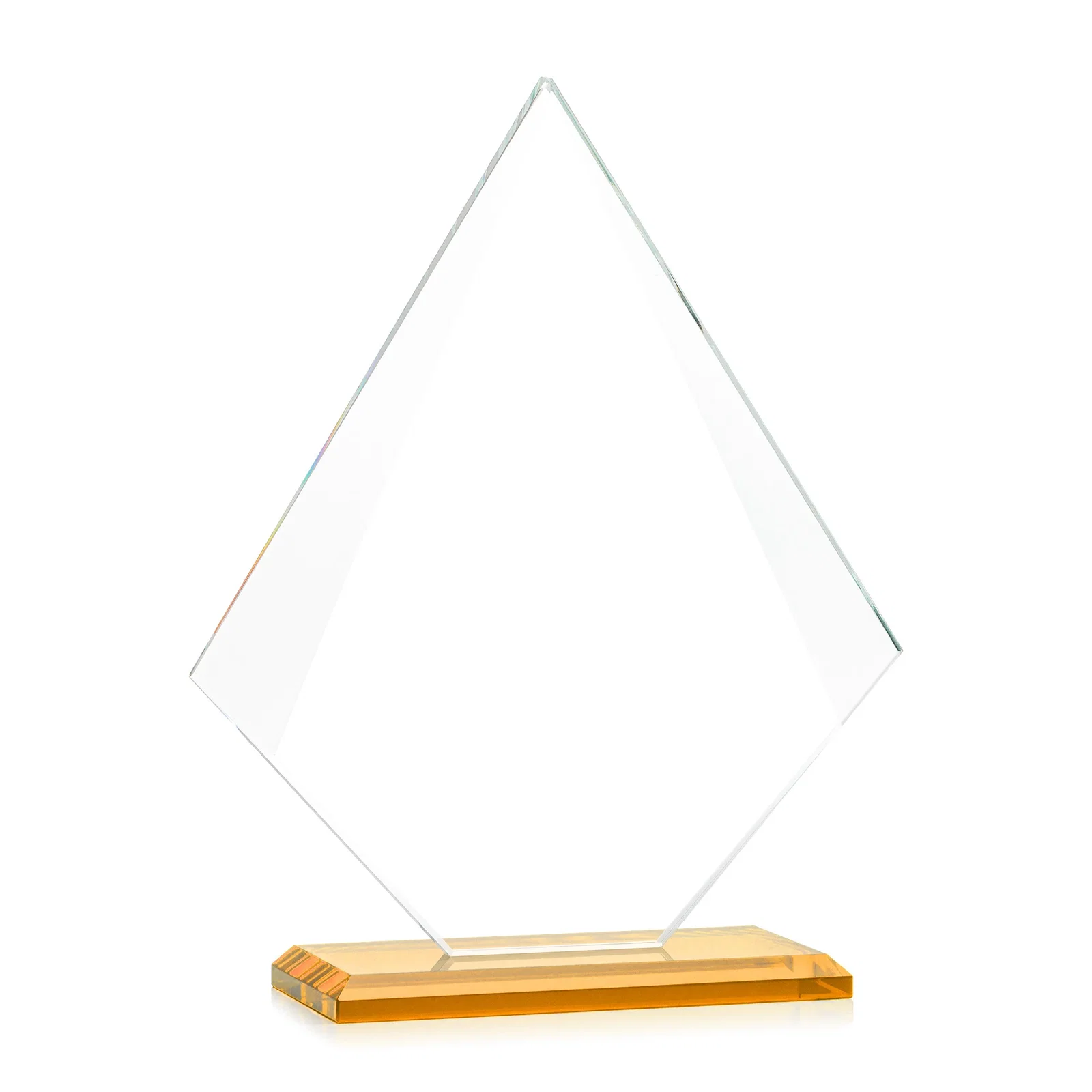 Personalized Jade Glass Diamond Award With Eight Distinct Colored Bases, with your logo for graduation ceremonies