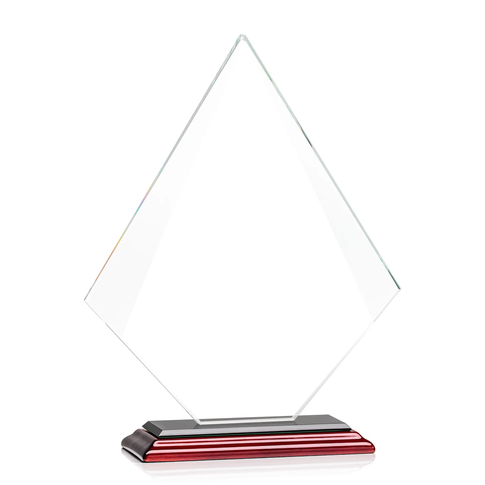Promotional Jade Glass Diamond Award With Eight Distinct Colored Bases, with your logo for company anniversary events