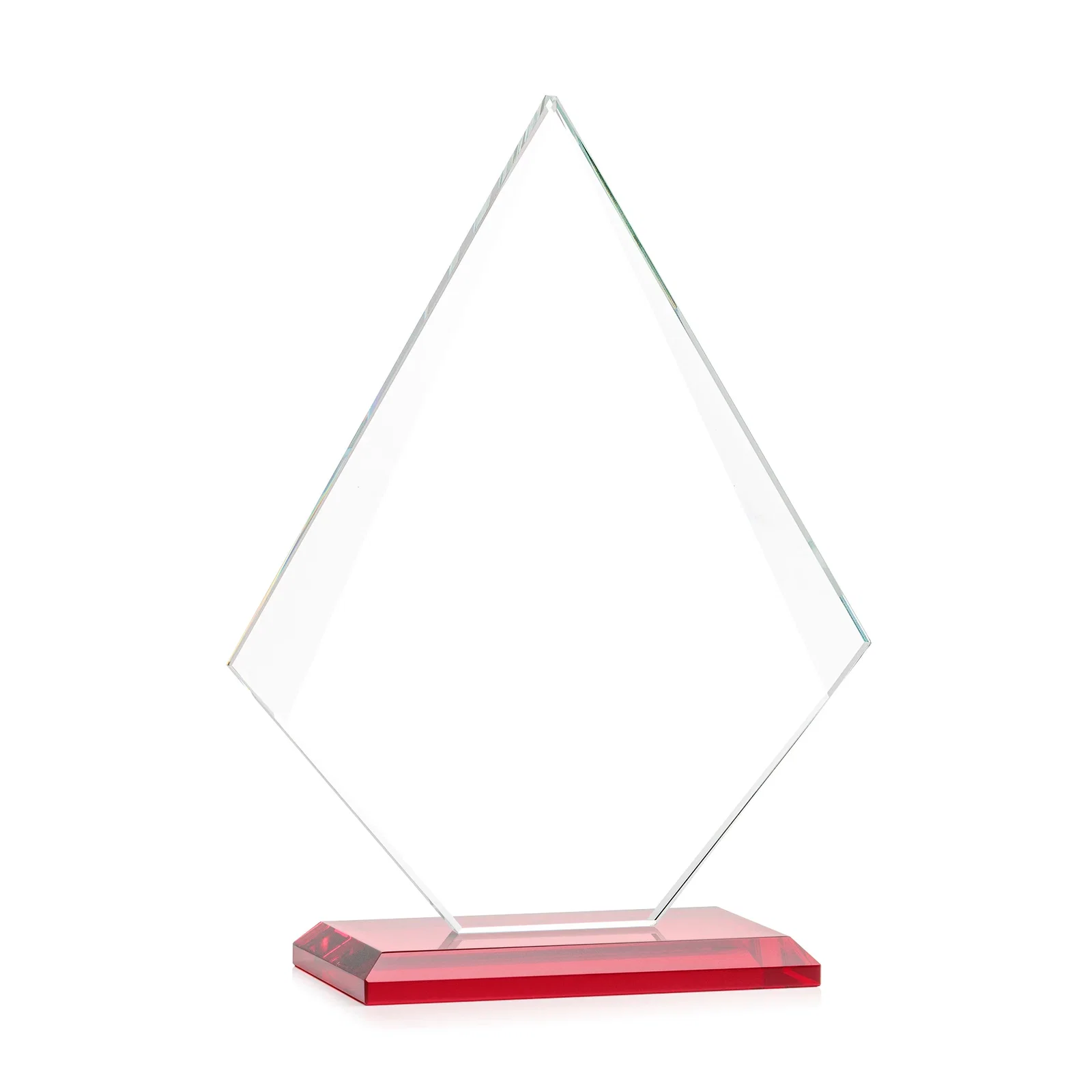 Branded Jade Glass Diamond Award With Eight Distinct Colored Bases, with your logo for service anniversary gifts