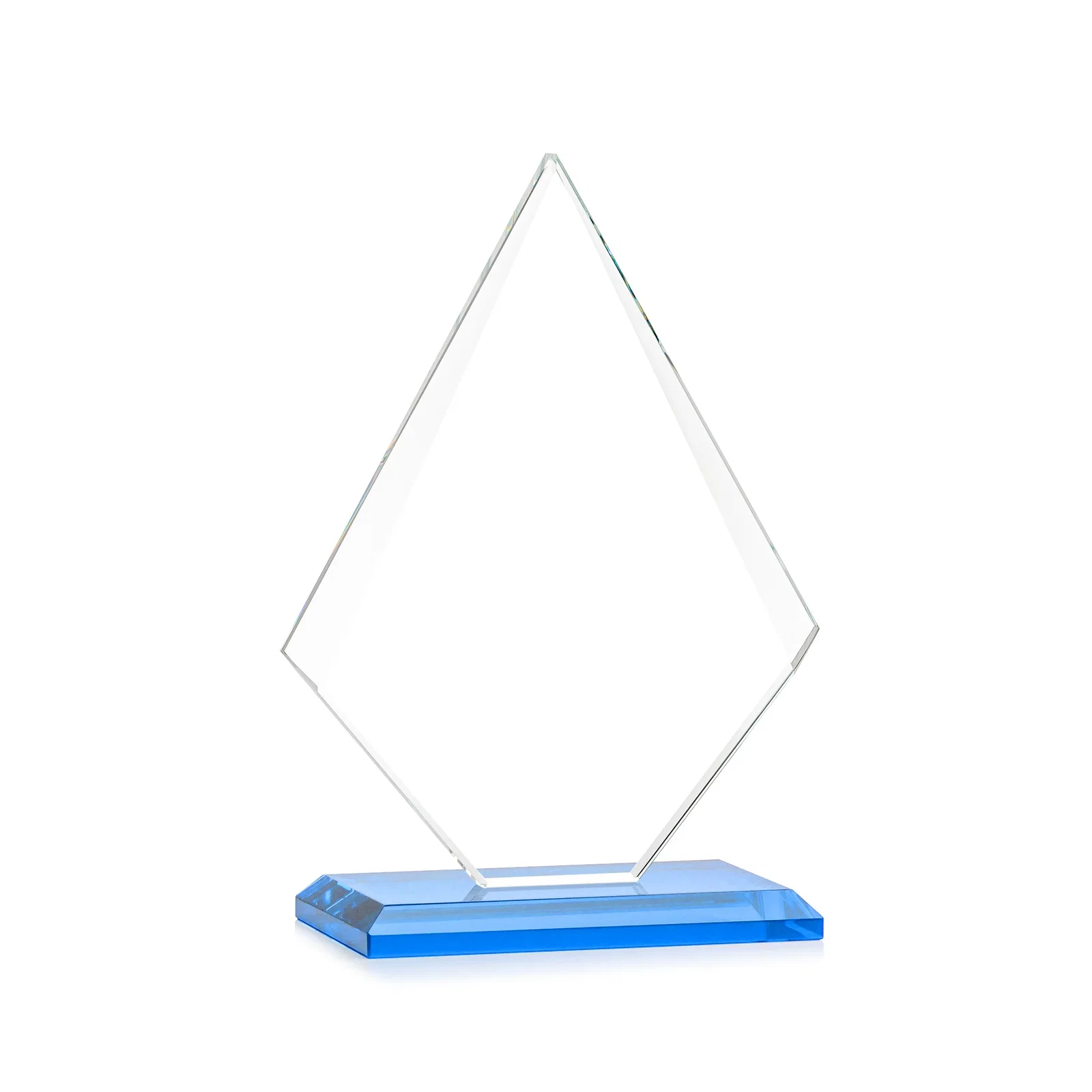Branded Jade Glass Diamond Award With Eight Distinct Colored Bases, with your logo for team milestone celebrations