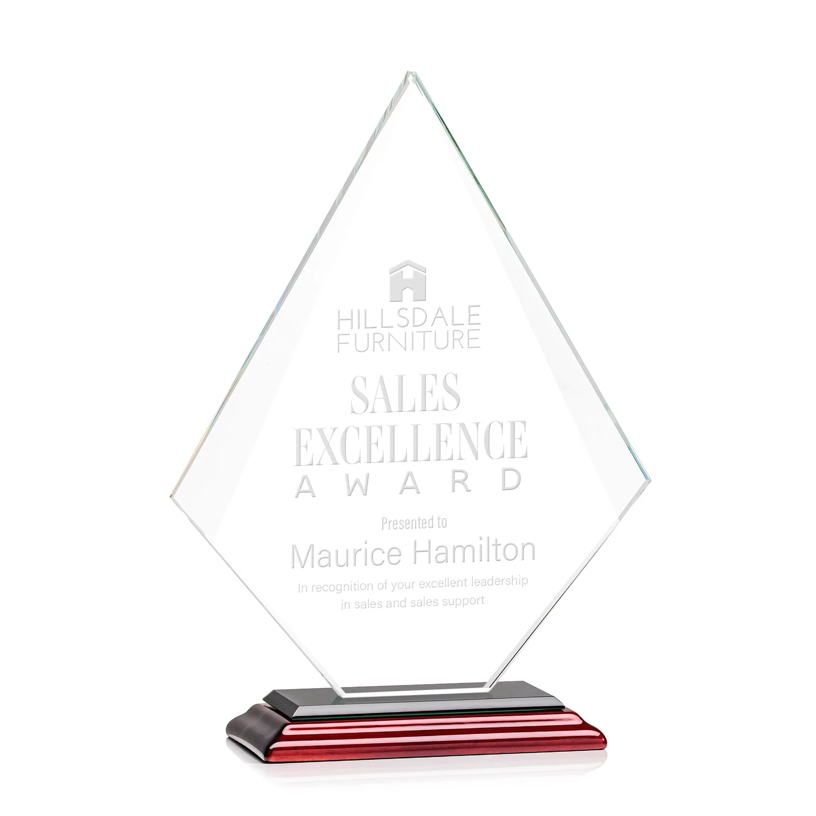 Promotional Jade Glass Diamond Award With Eight Distinct Colored Bases for graduation ceremonies