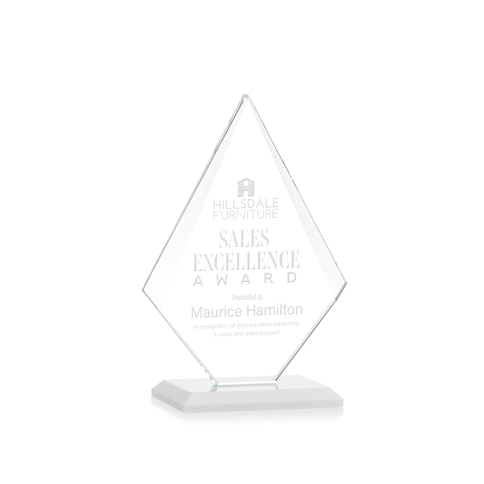 Branded Jade Glass Diamond Award With Eight Distinct Colored Bases for safety achievement programs