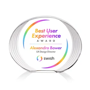 Ridged-Frame Crystal Oval Award