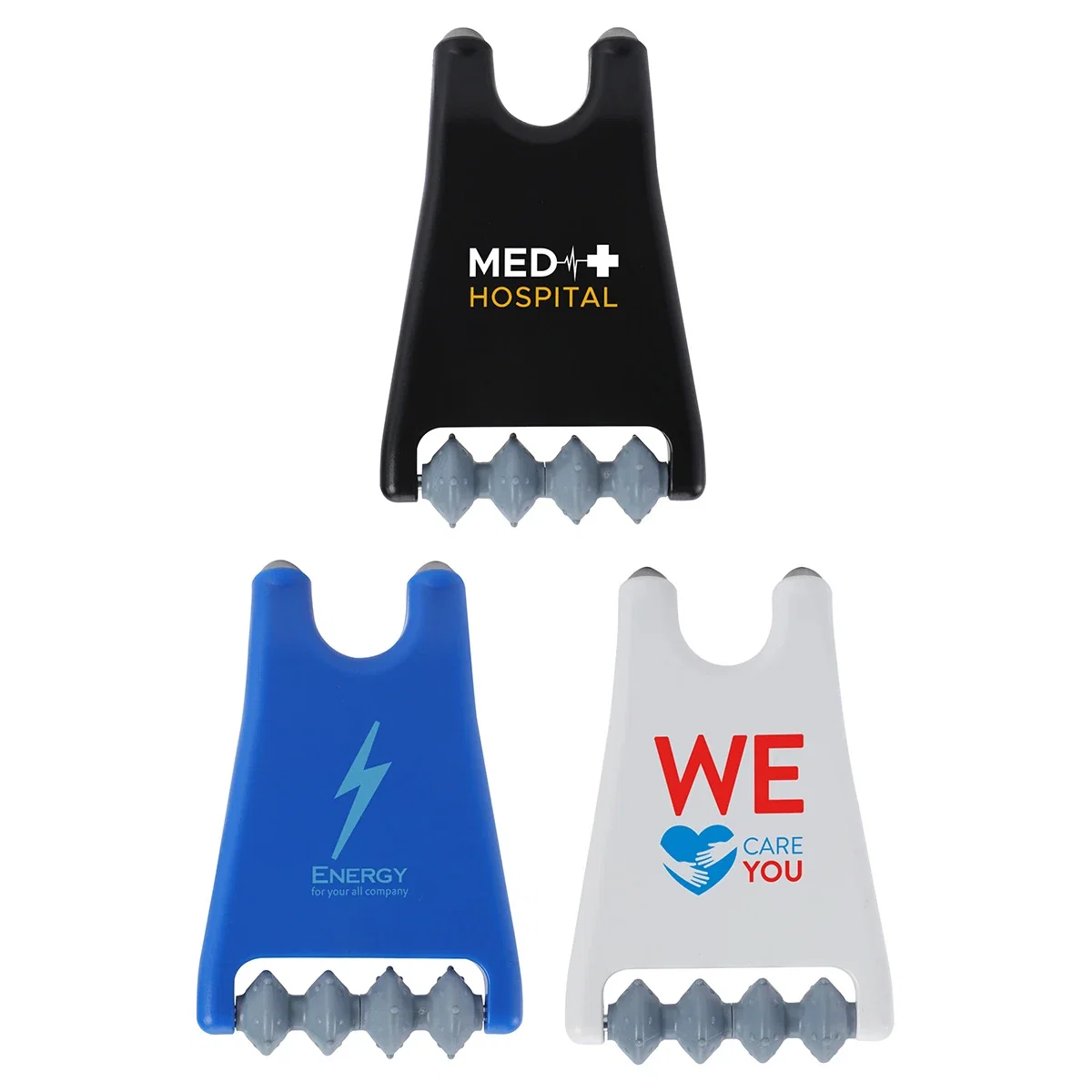 Custom Rigger 2-in-1 Roller & Massager, front view of the branded massage roller