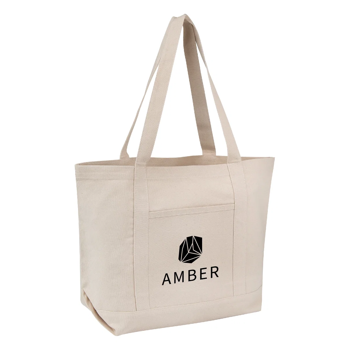 Recycled cotton tote bag with a wide seven-inch bottom gusset