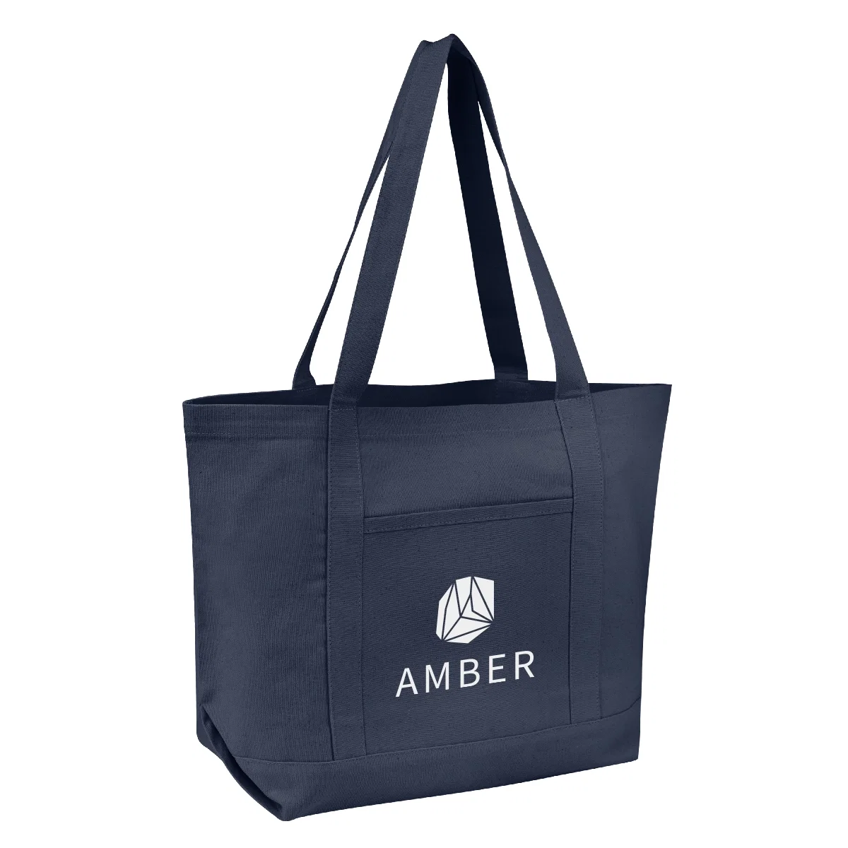 Front face of the canvas shopper shown flat