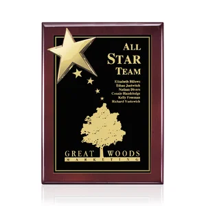 Rosewood Wall Plaque with Raised Cast Star Accent