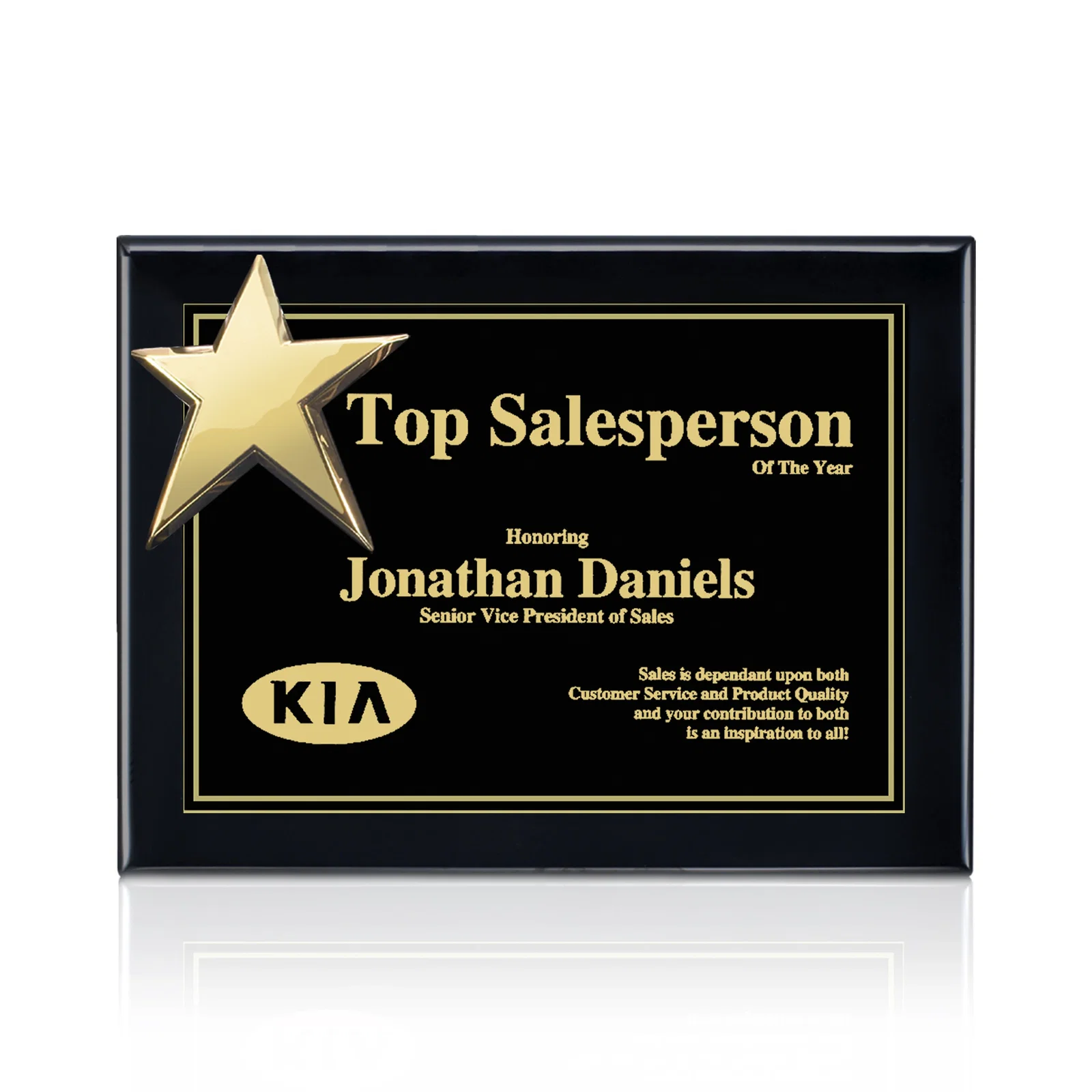 Custom Rosewood Wall Plaque with Raised Cast Star Accent for corporate award ceremonies