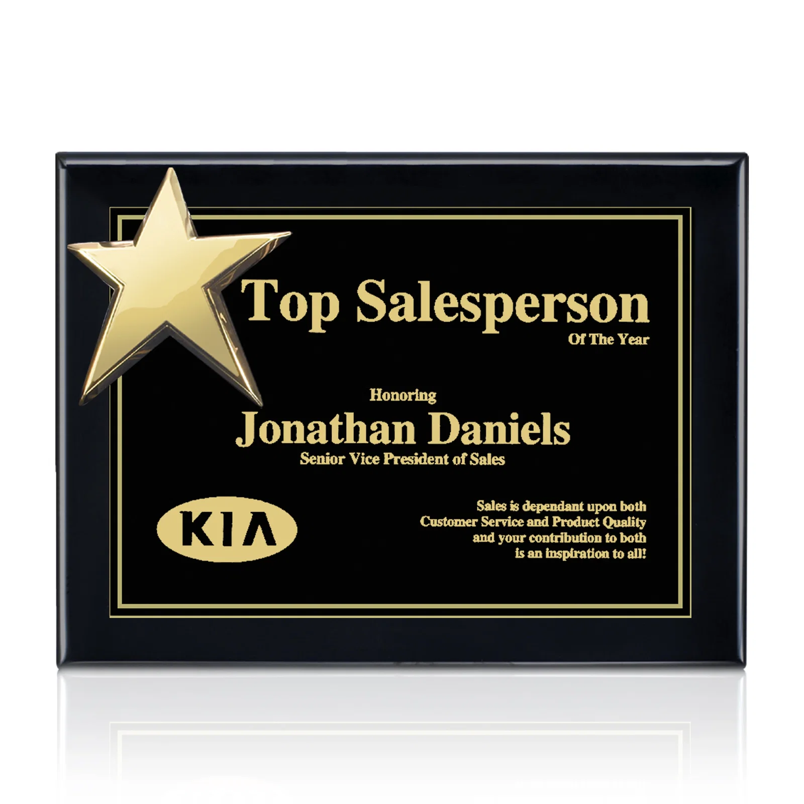 Custom Rosewood Wall Plaque with Raised Cast Star Accent for retirement presentations