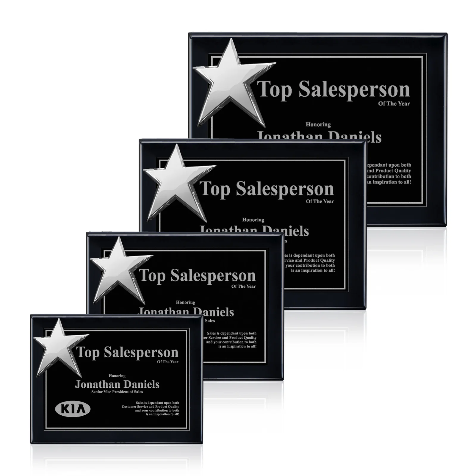 Custom Rosewood Wall Plaque with Raised Cast Star Accent for team milestone celebrations