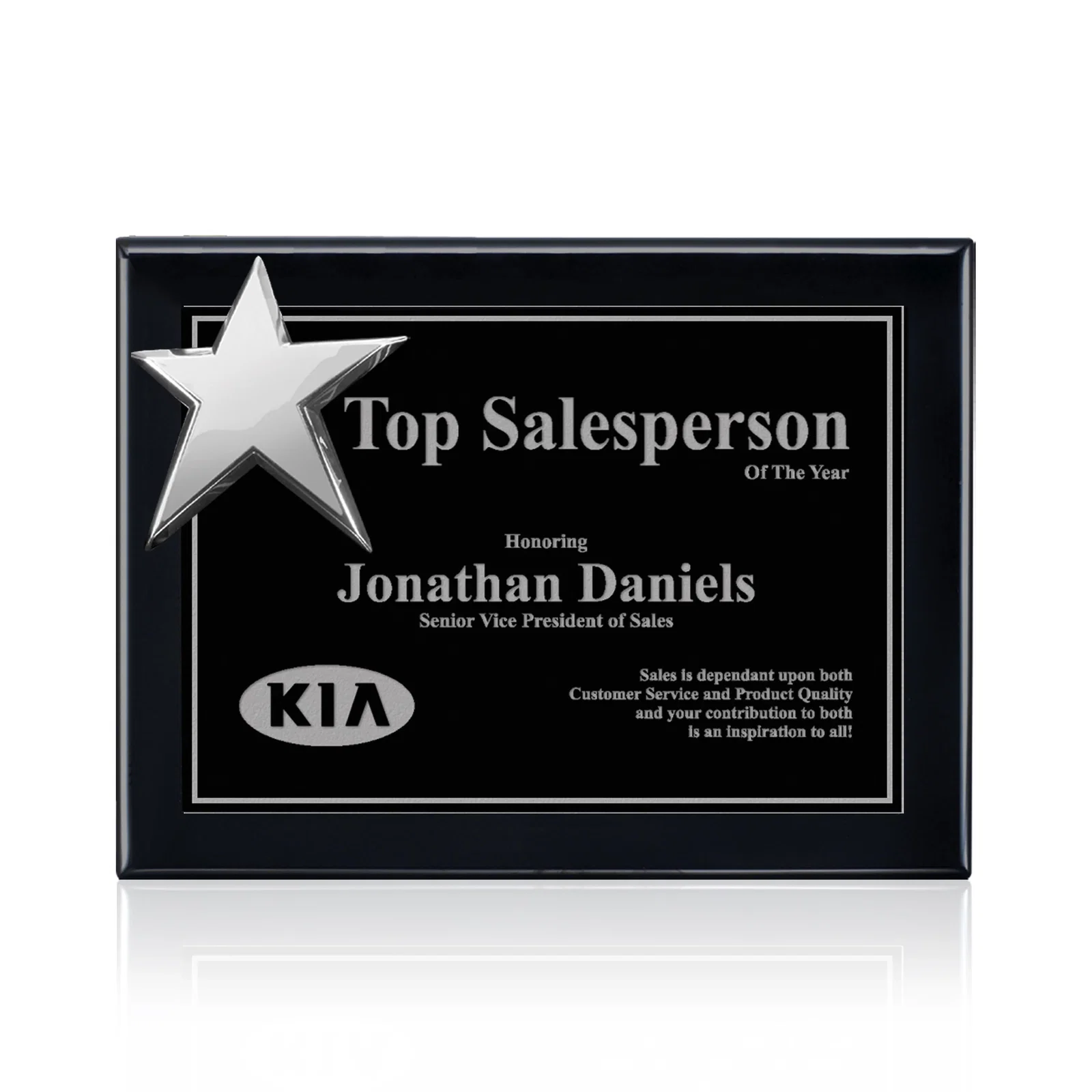 Custom Rosewood Wall Plaque with Raised Cast Star Accent for donor appreciation