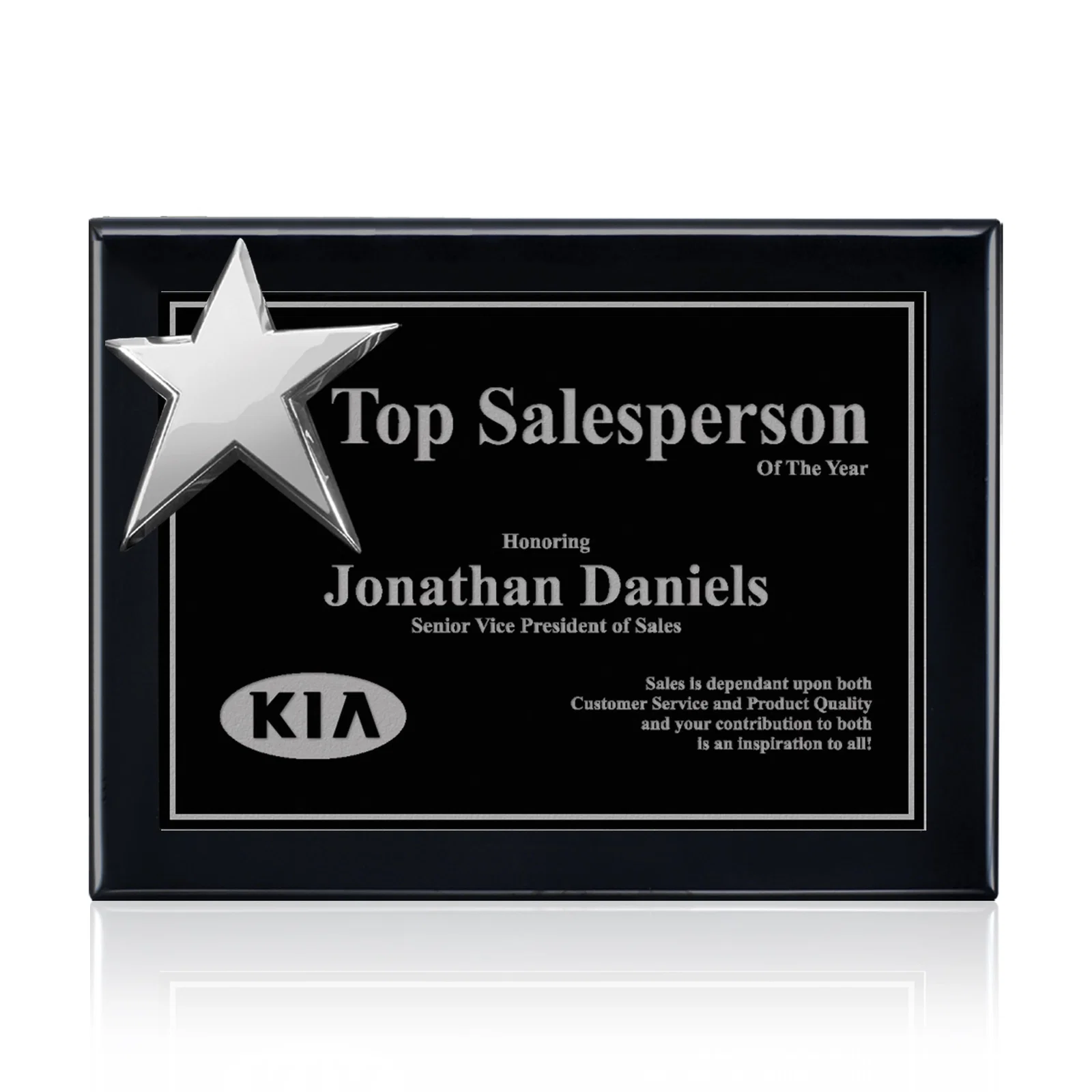 Custom Rosewood Wall Plaque with Raised Cast Star Accent for safety achievement programs