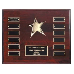 Cast Metal Star Perpetual Plaque On Rosewood Piano Finish