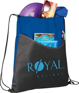 Non-Woven Rivers Drawstring Bag with Pen Sleeves