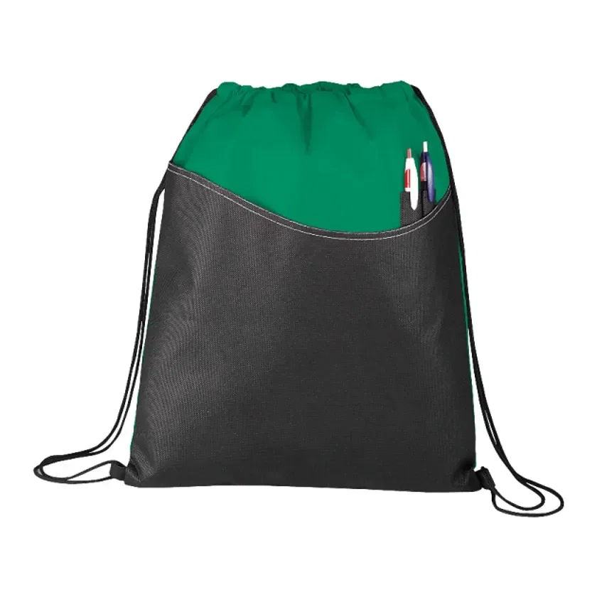 Custom Non-Woven Rivers Drawstring Bag with Pen Sleeves — view 2