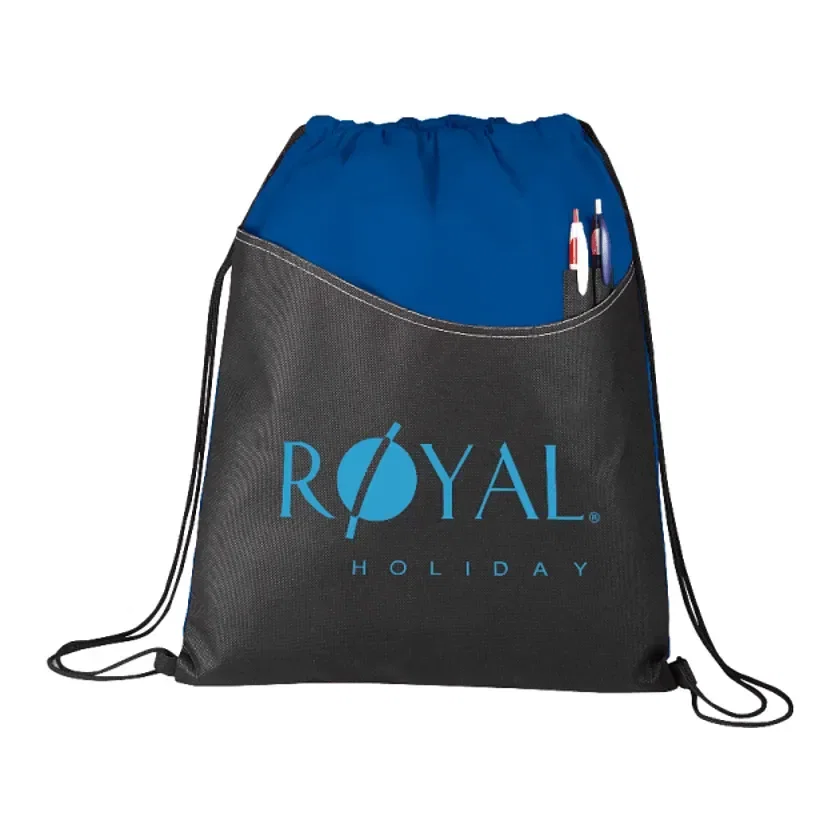 Custom Non-Woven Rivers Drawstring Bag with Pen Sleeves — view 3