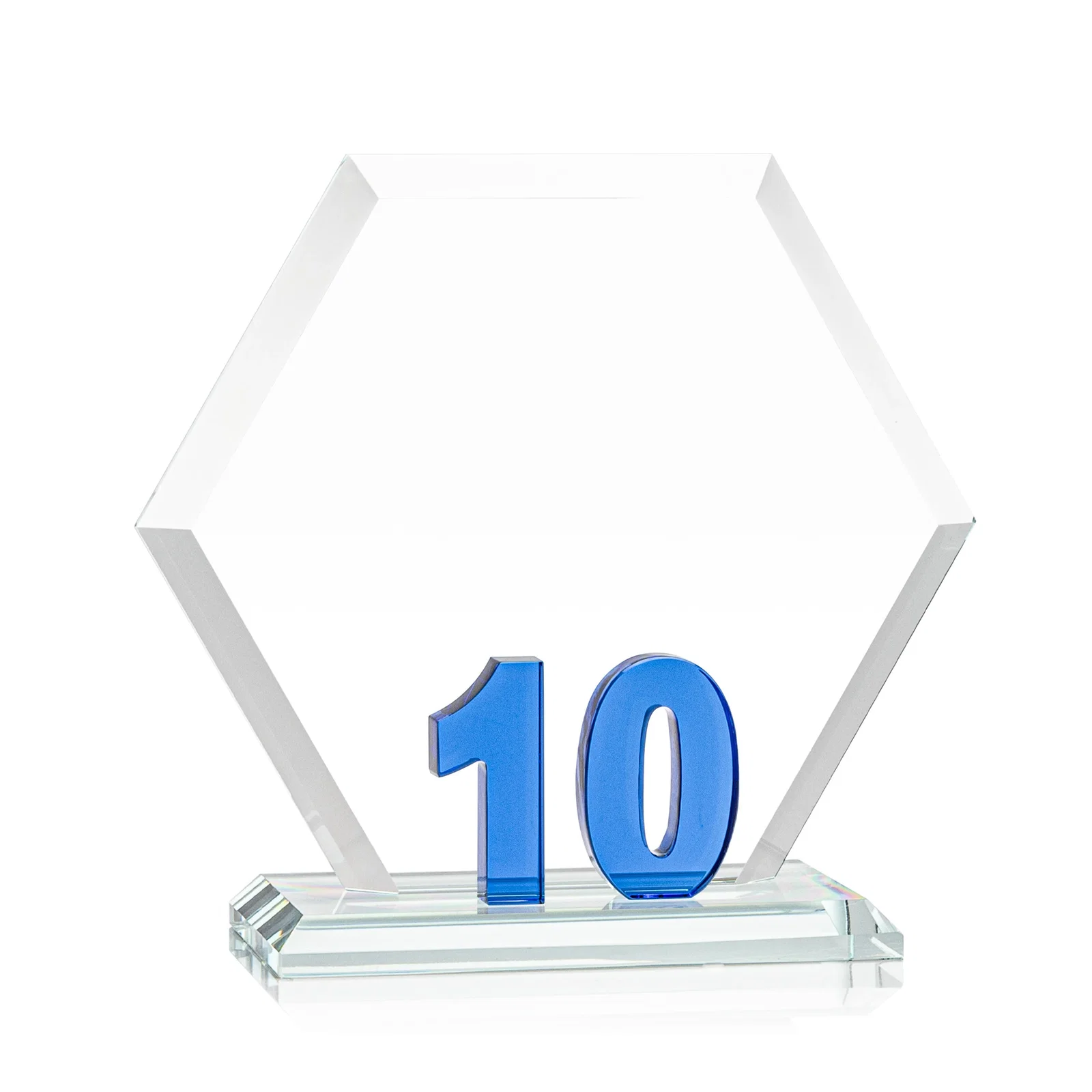 Promotional Starfire Crystal Hexagon 10-Year Anniversary Award, awards for service anniversary gifts