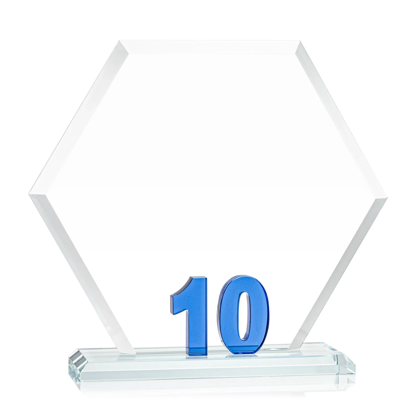 Promotional Starfire Crystal Hexagon 10-Year Anniversary Award, awards for retirement presentations