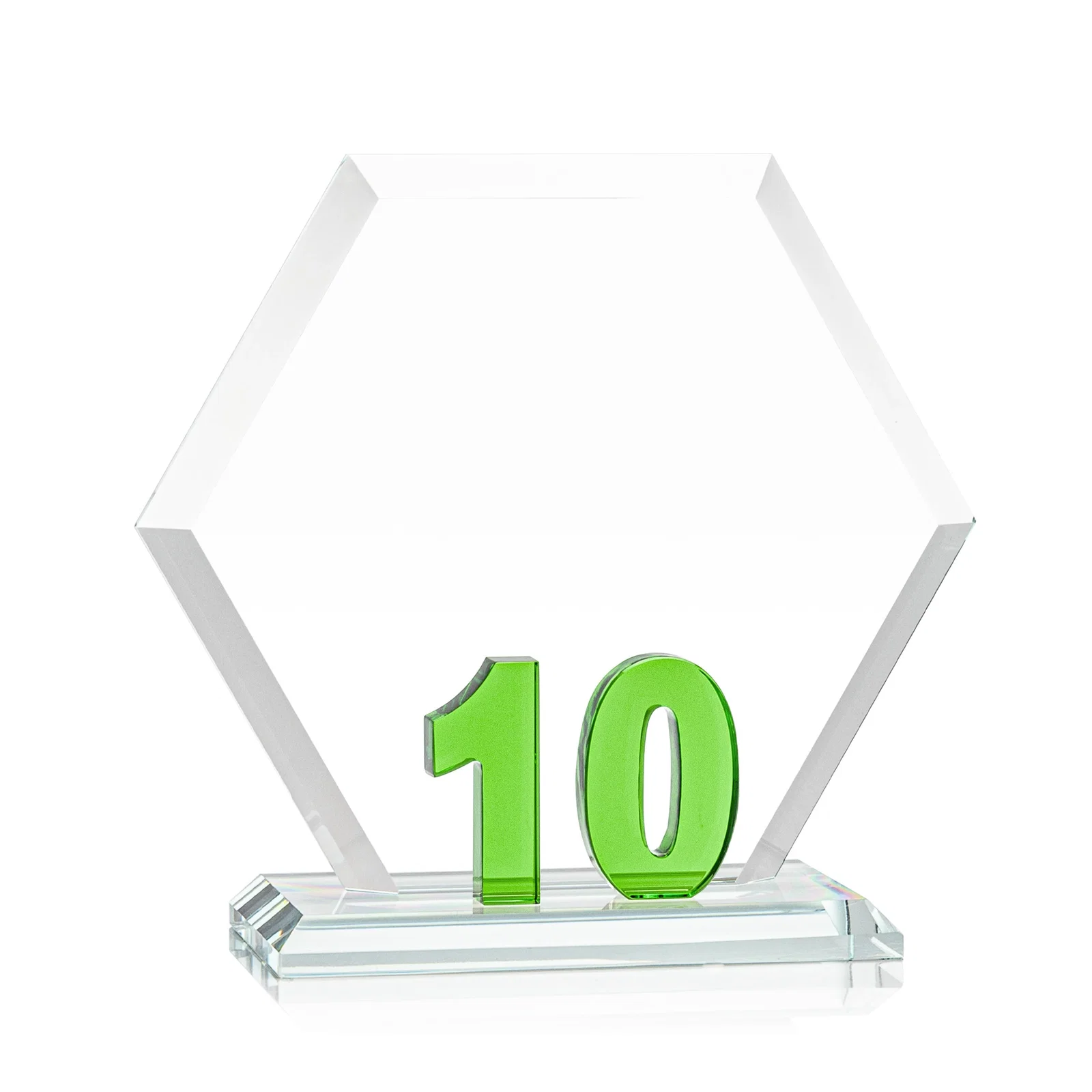 Promotional Starfire Crystal Hexagon 10-Year Anniversary Award, awards for team milestone celebrations