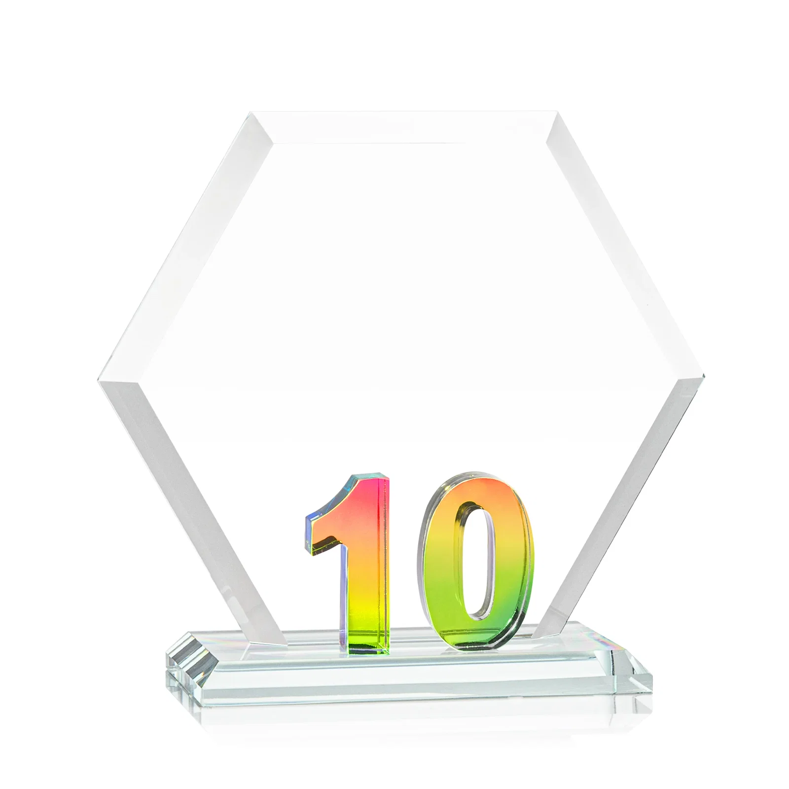 Promotional Starfire Crystal Hexagon 10-Year Anniversary Award, awards for safety achievement programs