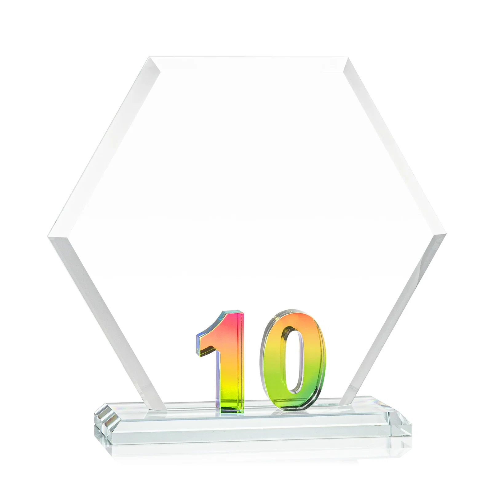 Promotional Starfire Crystal Hexagon 10-Year Anniversary Award, awards for volunteer appreciation