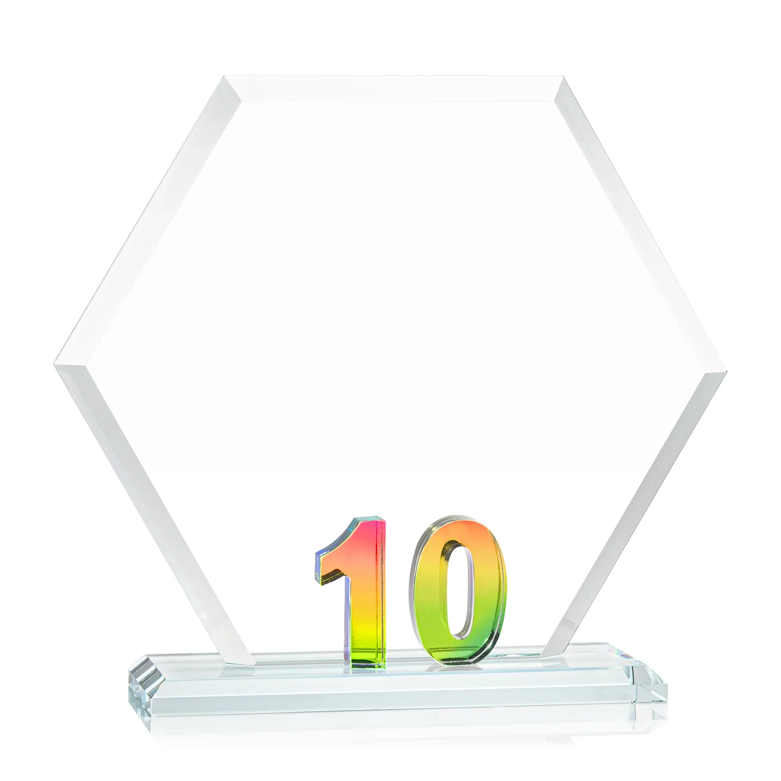 Promotional Starfire Crystal Hexagon 10-Year Anniversary Award, awards for dealer and partner awards