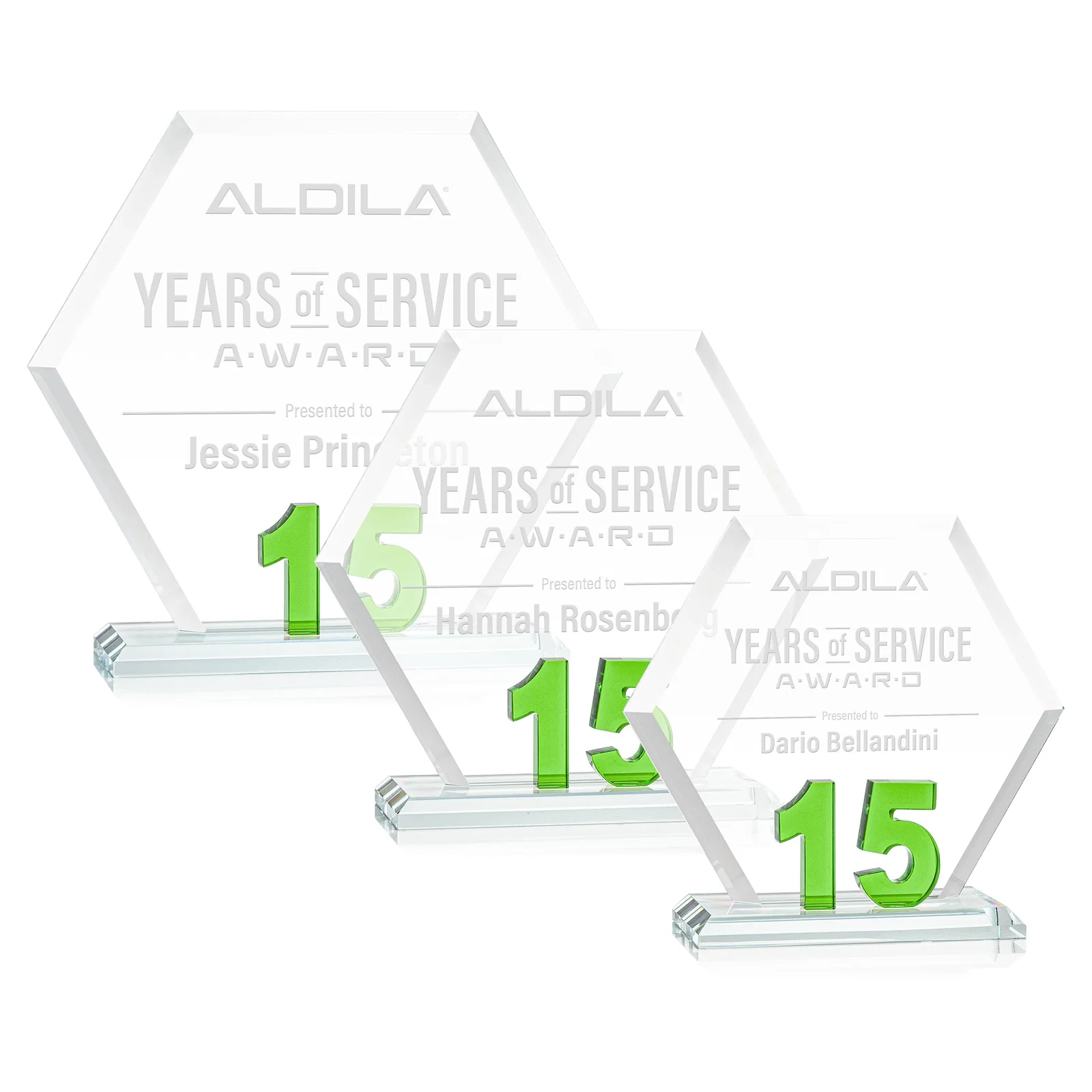 Custom Starfire Crystal Hexagon 15-Year Anniversary Award, awards for volunteer appreciation