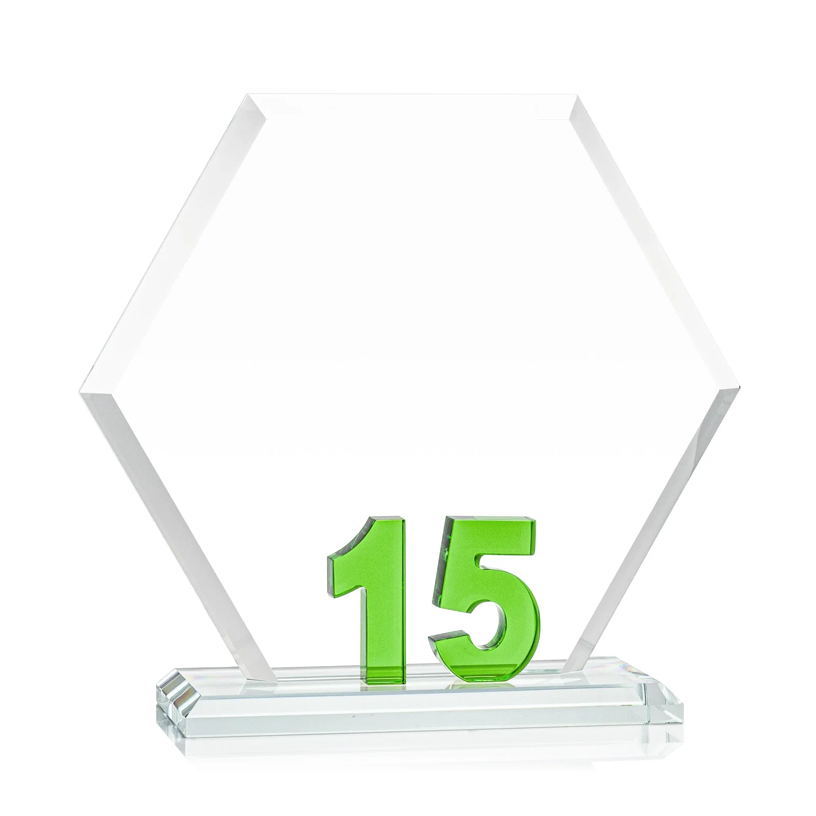 Promotional Starfire Crystal Hexagon 15-Year Anniversary Award, awards for donor appreciation