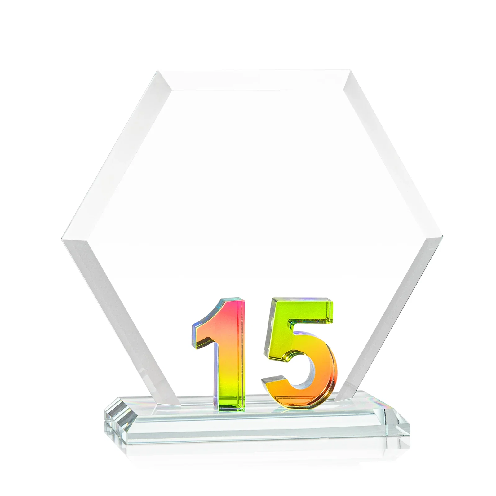 Promotional Starfire Crystal Hexagon 15-Year Anniversary Award, awards for safety achievement programs