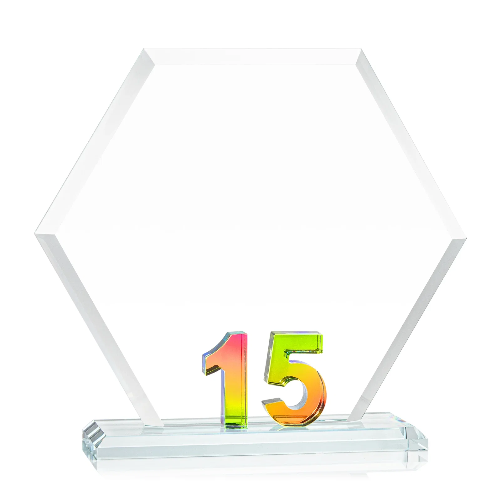 Promotional Starfire Crystal Hexagon 15-Year Anniversary Award, awards for dealer and partner awards