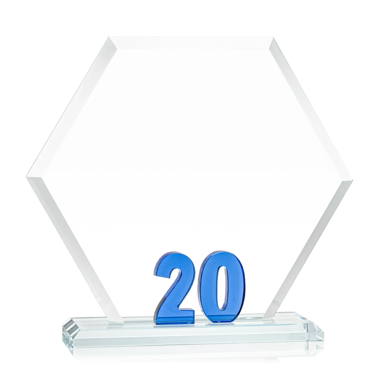 Promotional Starfire Crystal Hexagon 20-Year Anniversary Award, awards for retirement presentations