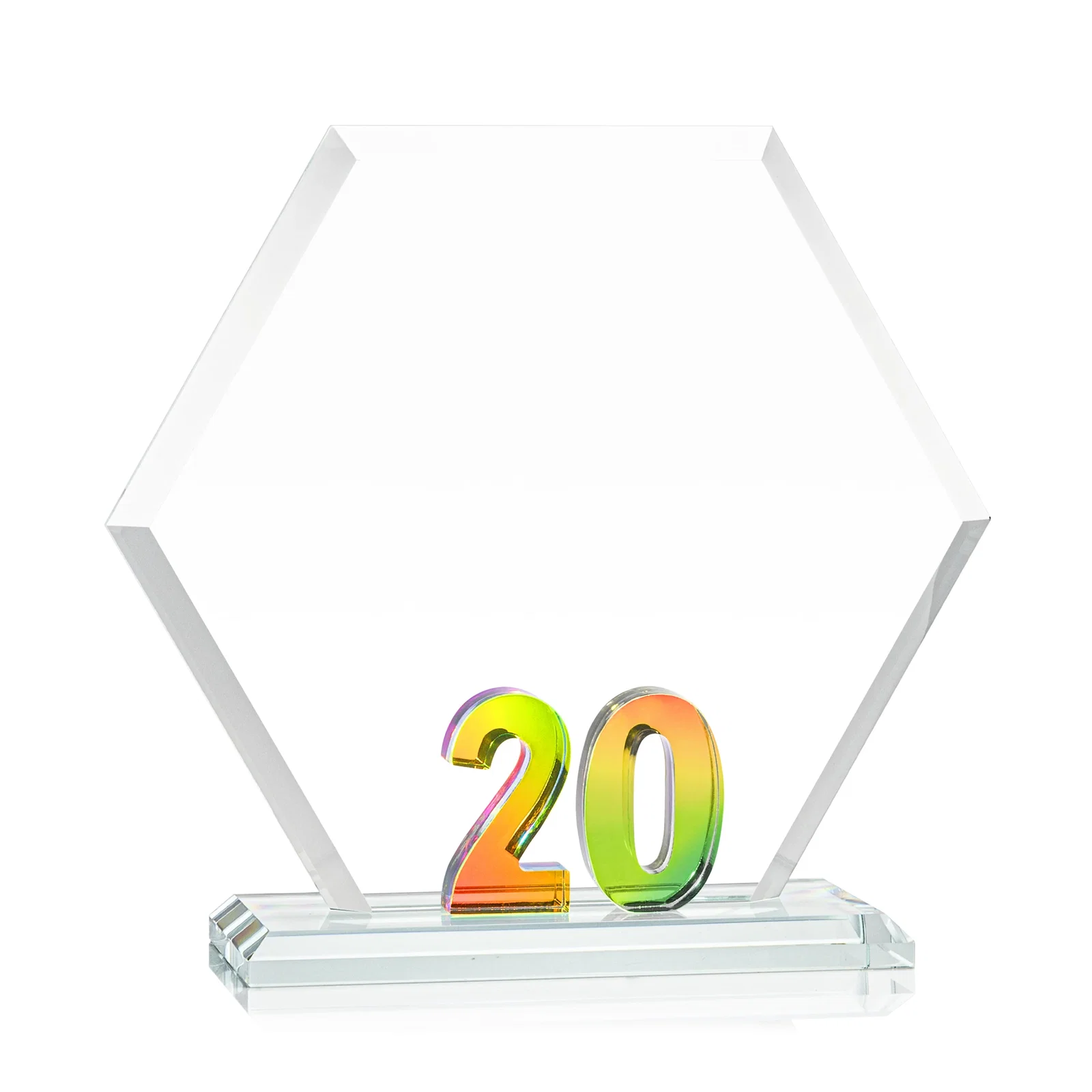 Promotional Starfire Crystal Hexagon 20-Year Anniversary Award, awards for volunteer appreciation