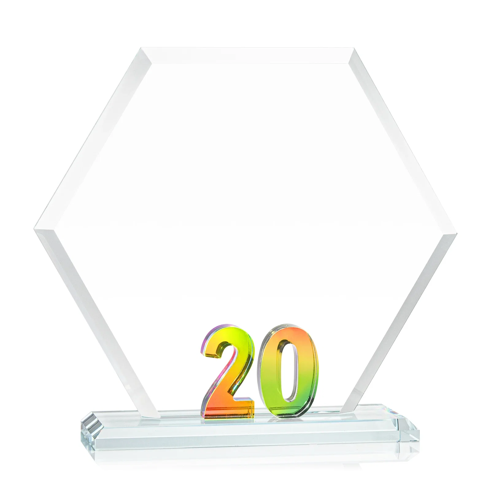 Promotional Starfire Crystal Hexagon 20-Year Anniversary Award, awards for dealer and partner awards