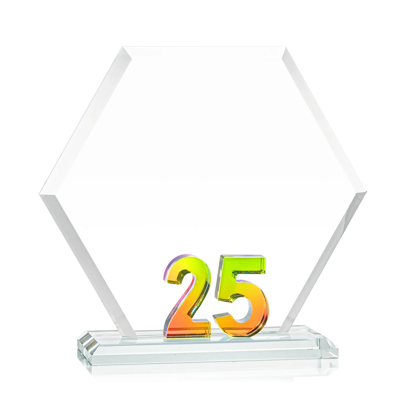 Promotional Starfire Crystal Hexagon 25-Year Anniversary Award, awards for volunteer appreciation