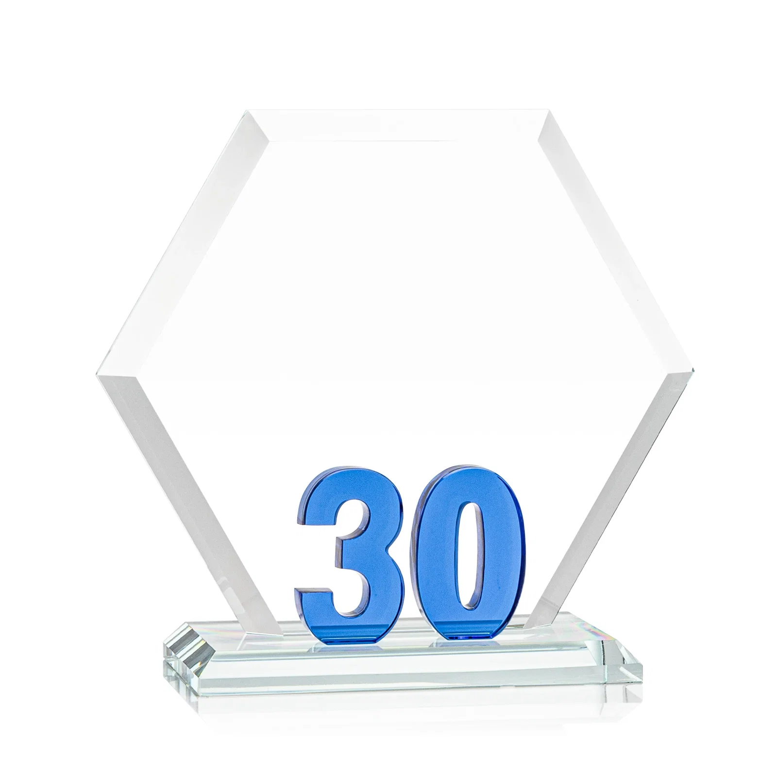 Promotional Starfire Crystal Hexagon 30-Year Anniversary Award, awards for service anniversary gifts