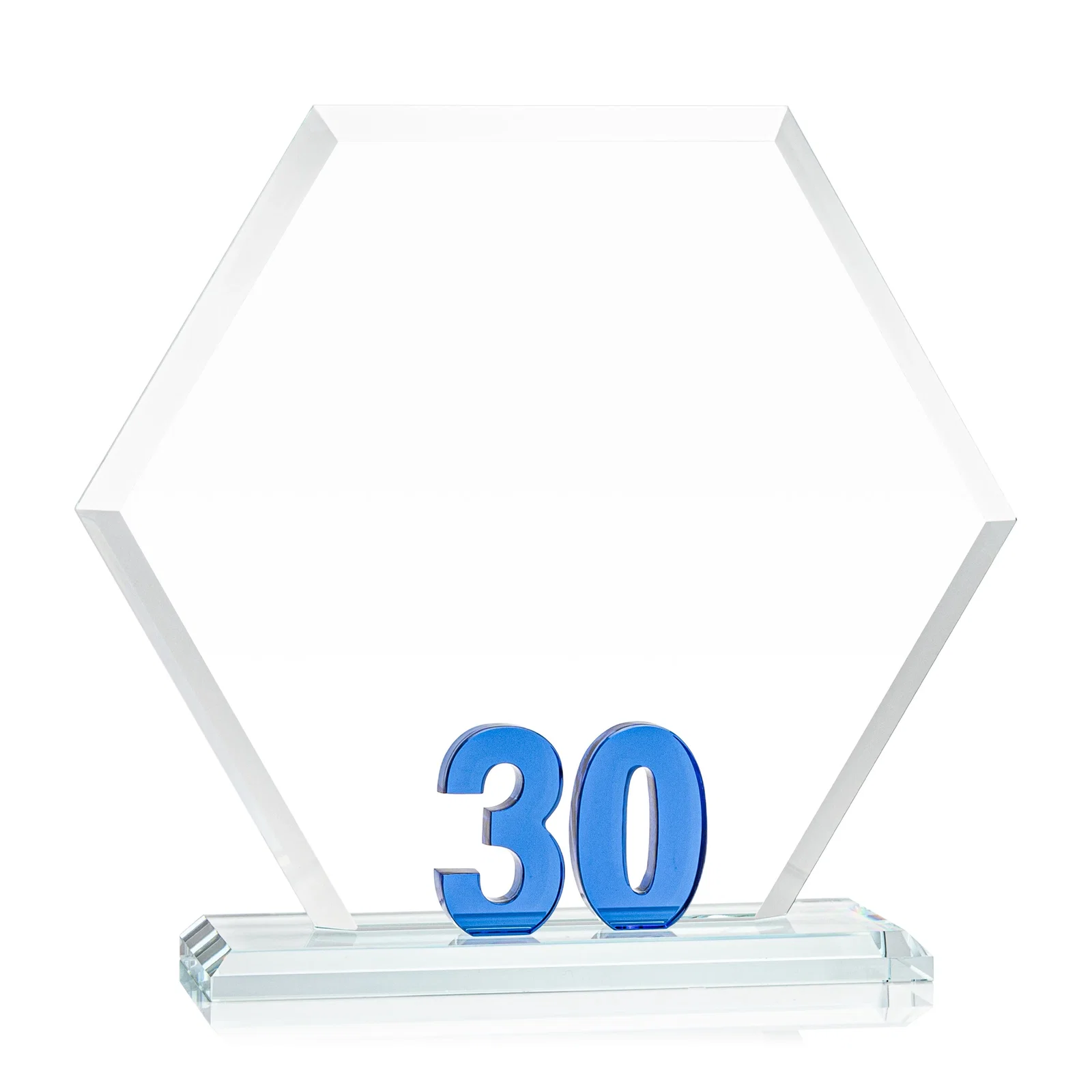 Promotional Starfire Crystal Hexagon 30-Year Anniversary Award, awards for retirement presentations