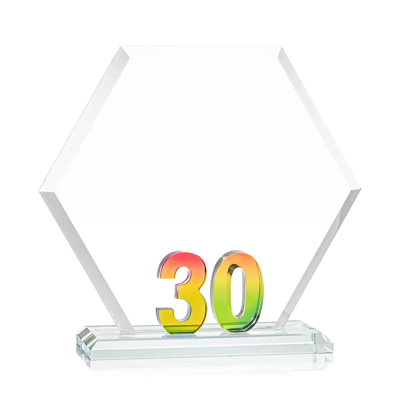 Promotional Starfire Crystal Hexagon 30-Year Anniversary Award, awards for volunteer appreciation