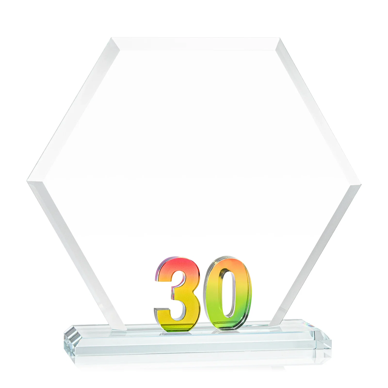 Promotional Starfire Crystal Hexagon 30-Year Anniversary Award, awards for dealer and partner awards