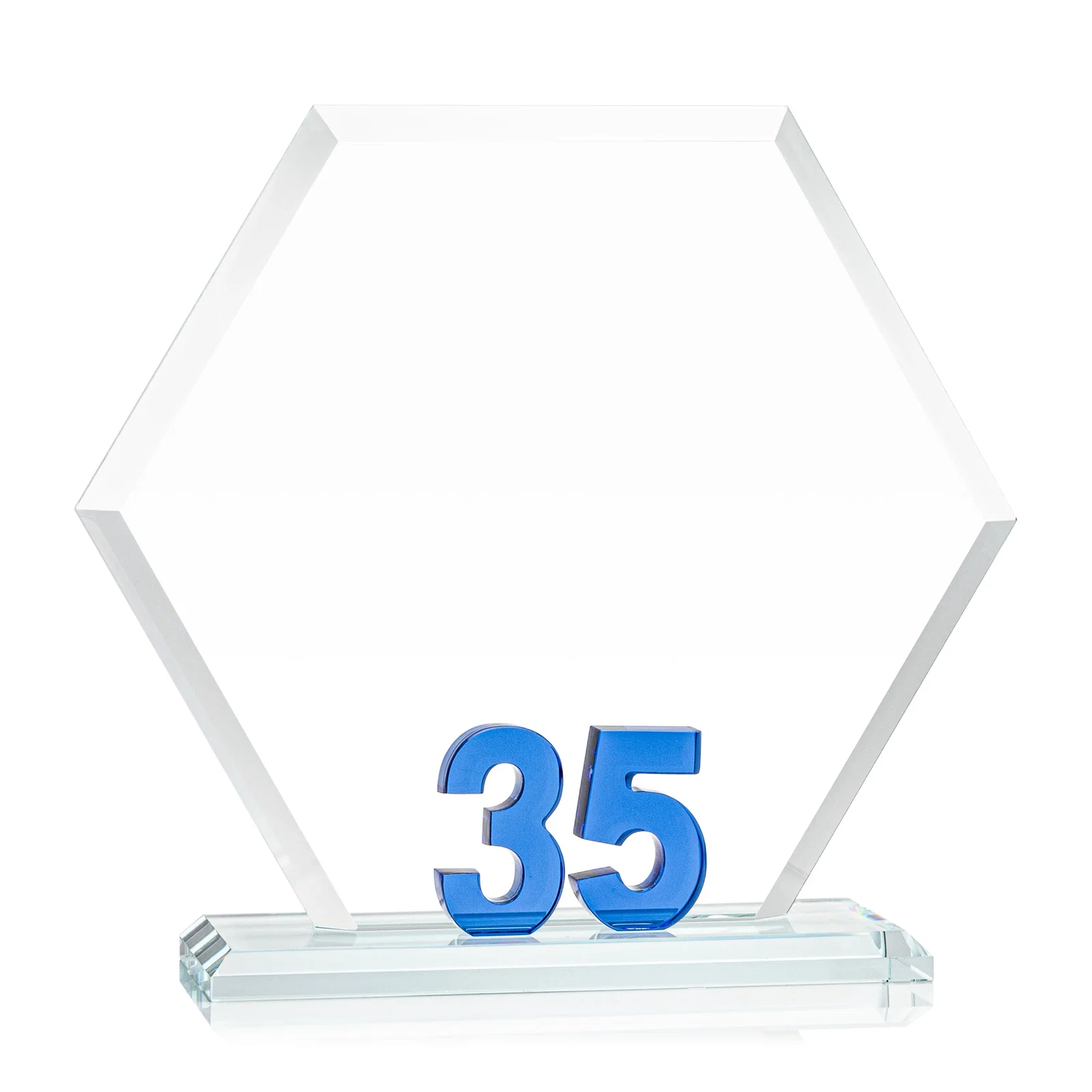 Promotional Starfire Crystal Hexagon 35-Year Anniversary Award, awards for retirement presentations