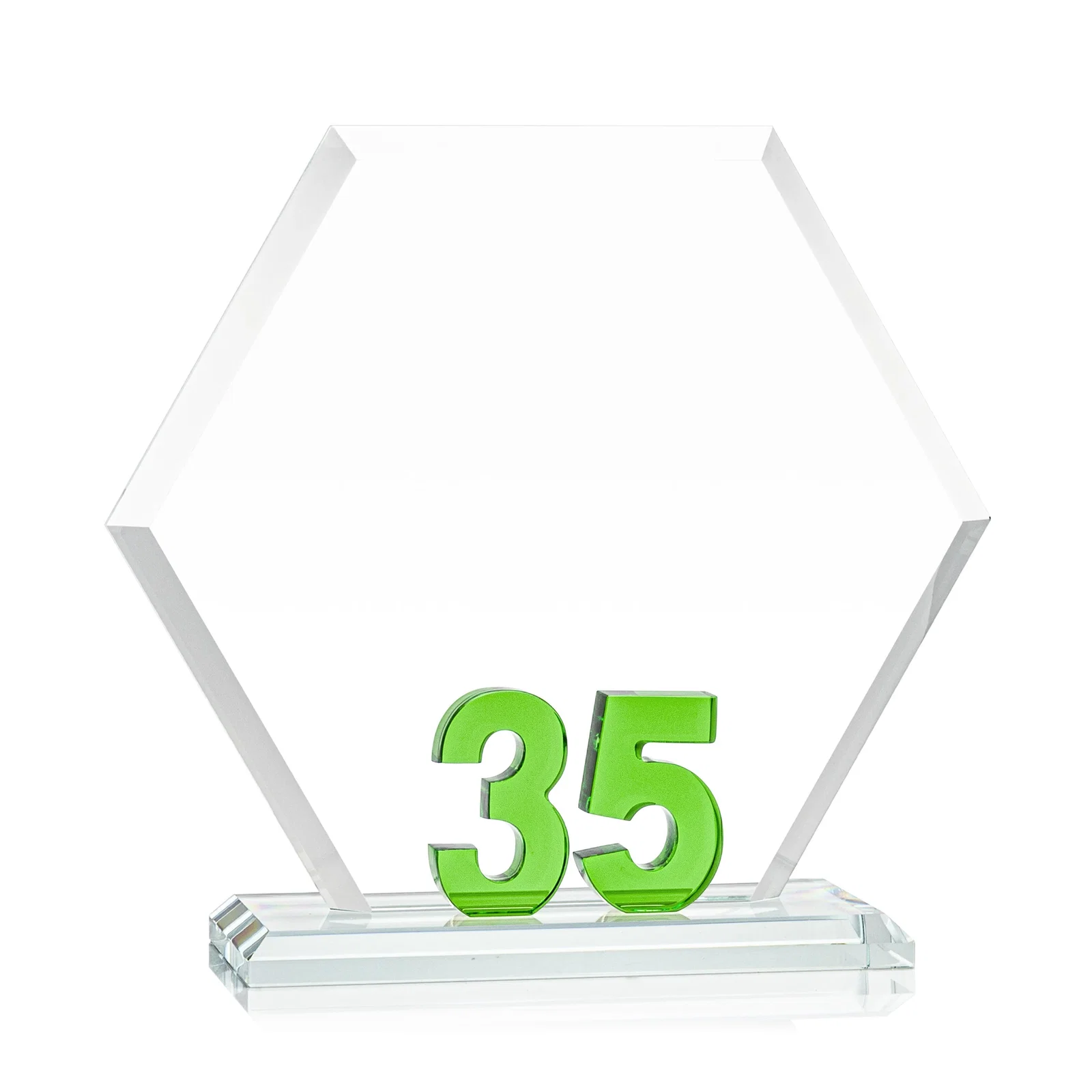 Promotional Starfire Crystal Hexagon 35-Year Anniversary Award, awards for donor appreciation