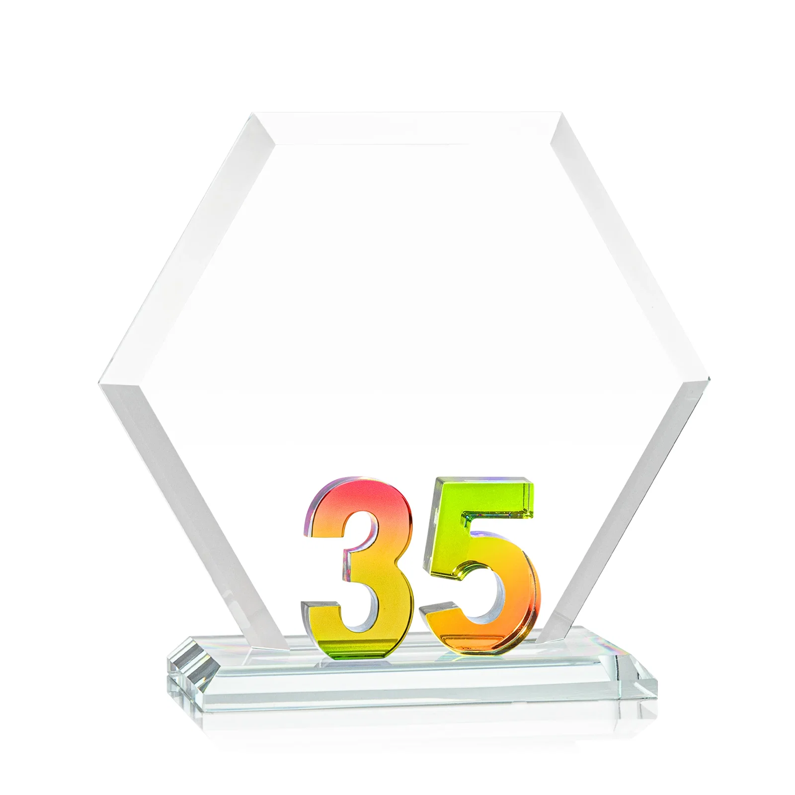 Promotional Starfire Crystal Hexagon 35-Year Anniversary Award, awards for safety achievement programs