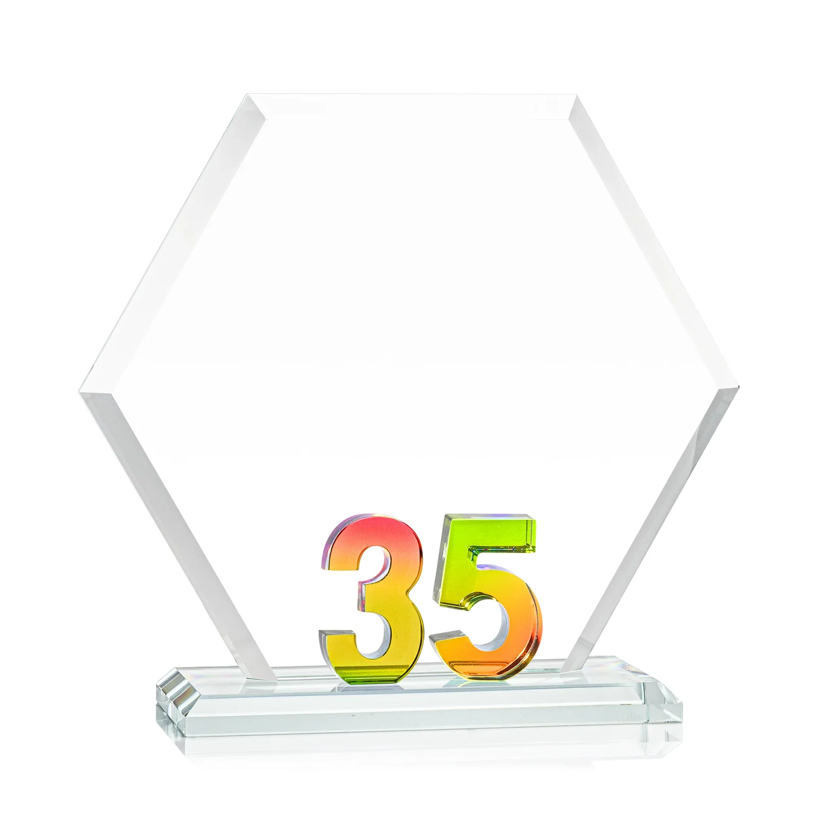 Promotional Starfire Crystal Hexagon 35-Year Anniversary Award, awards for volunteer appreciation