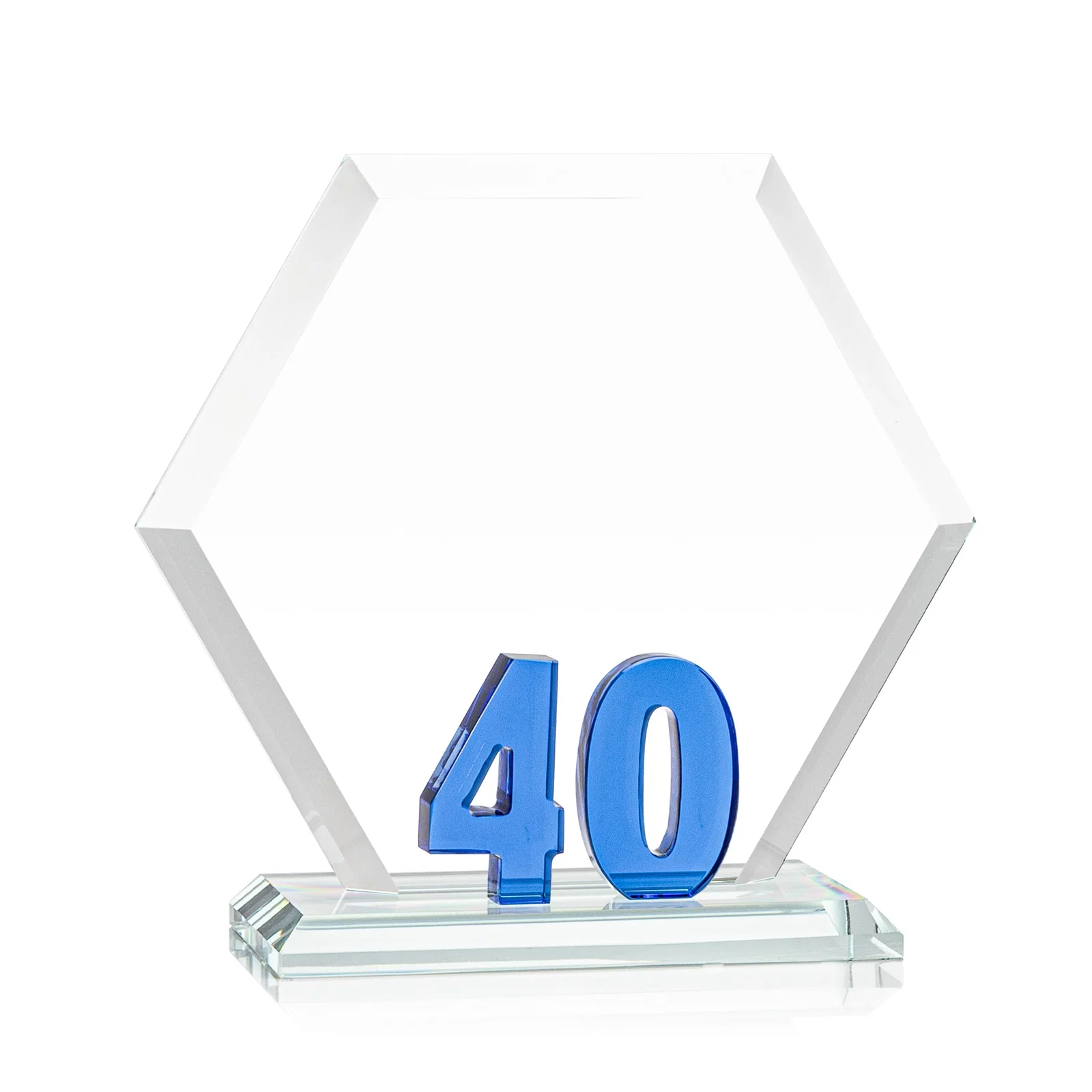 Promotional Starfire Crystal Hexagon 40-Year Anniversary Award, awards for service anniversary gifts