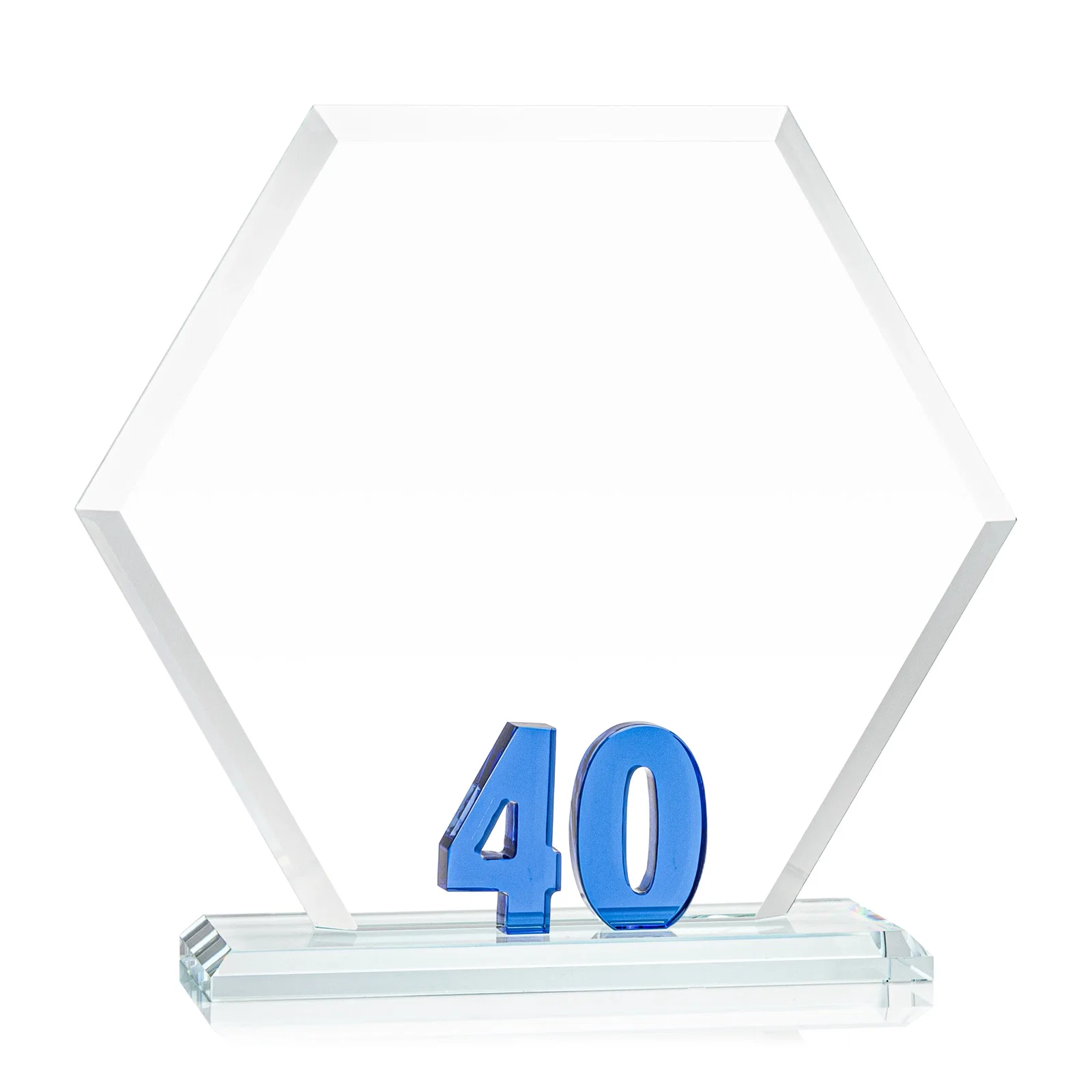 Promotional Starfire Crystal Hexagon 40-Year Anniversary Award, awards for retirement presentations