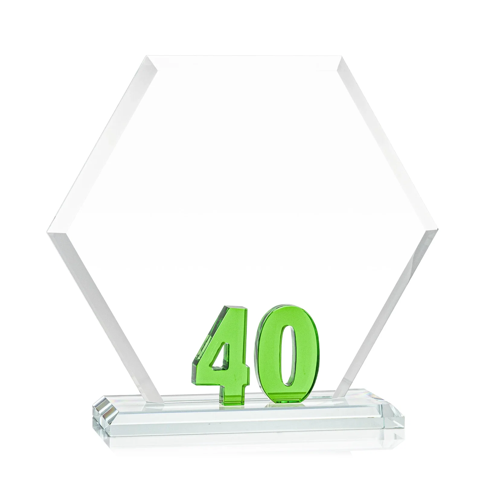 Promotional Starfire Crystal Hexagon 40-Year Anniversary Award, awards for donor appreciation