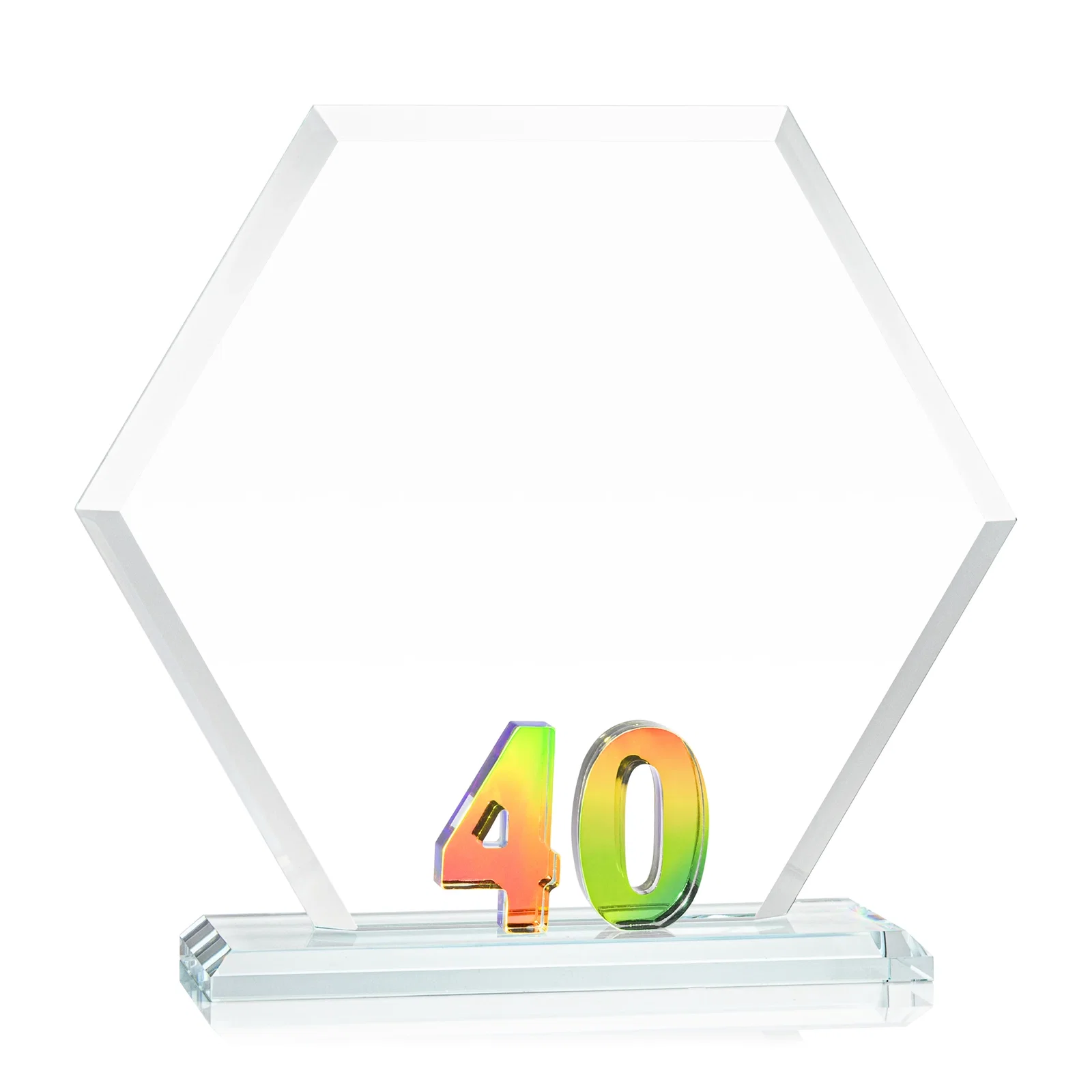 Promotional Starfire Crystal Hexagon 40-Year Anniversary Award, awards for volunteer appreciation